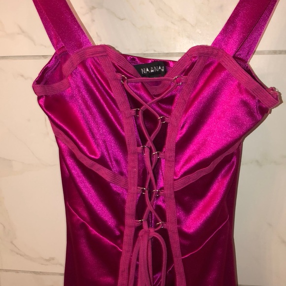 NASTY GAL SATIN HOT PINK MINI DRESS - Picture 2 of 4